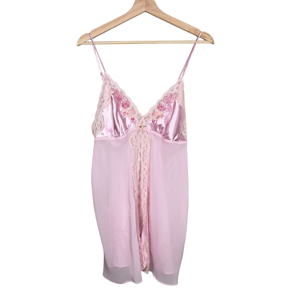 Y2K Secret Treasures Pink Candy Floral Lace Babydoll Dress Size M‎
